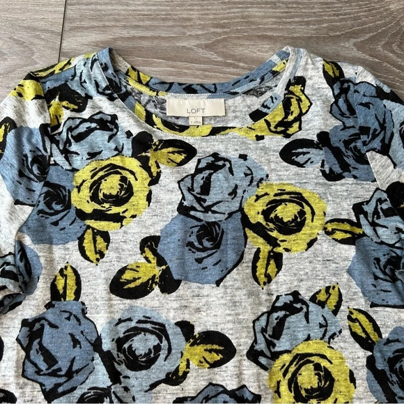 Ann Taylor  Loft Floral Pure Linen Knitted Top - Picture 6 of 16